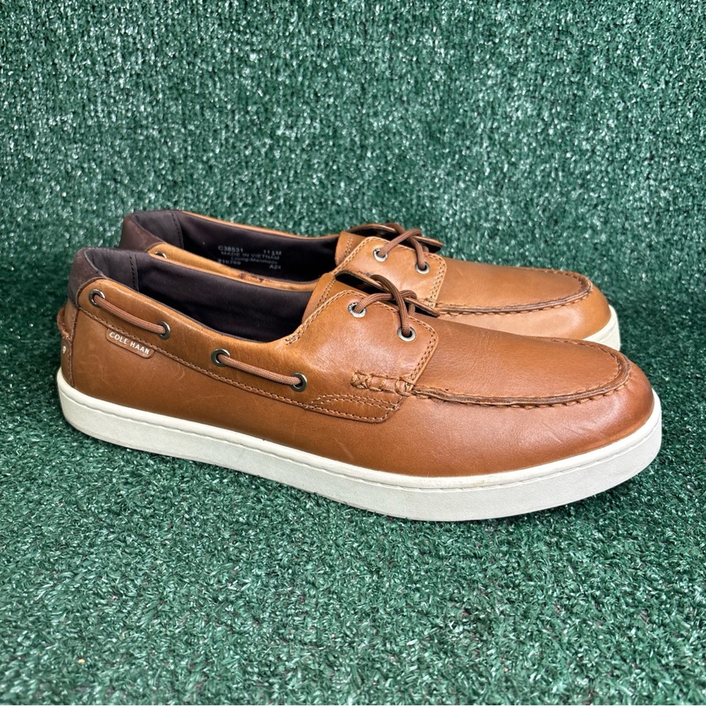 Cole Haan Men's Nantucket Boat Shoes British Tan/Ivory SIZE 11.5 M C38531